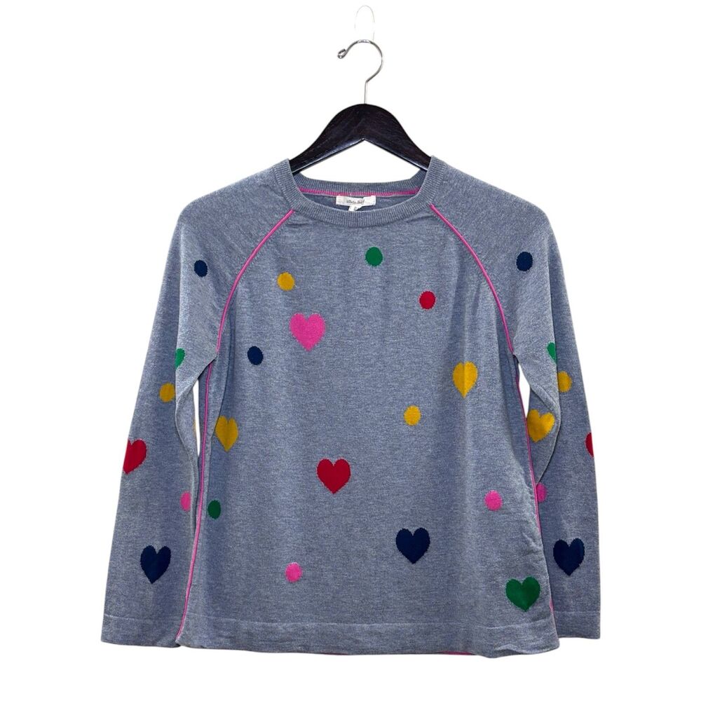White Stuff Heart and Polka Dot Sweater Grey UK 12 US 8